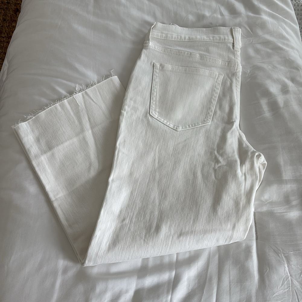 NWT J. Crew Petite slim-wide jean in White Denim Cropped Ankle Jeans raw hem - Picture 11 of 12
